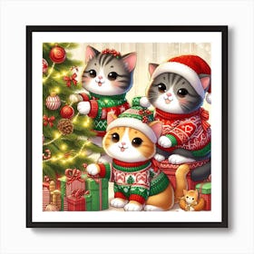 Christmas Kittens Art Print