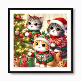 Cat Christmas Gift Card by Printable Lisa's Pets Fine Art Paper Poster (styles > Decorative Art > Holiday Décor > Christmas art) - 24x16x.25