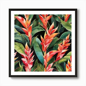 Flower Motif Painting Heliconia Art Print 1 Poster