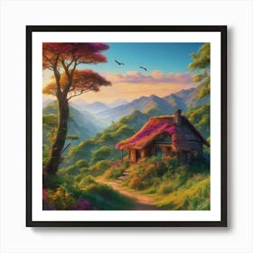 Cottage In The Mountains Art Print