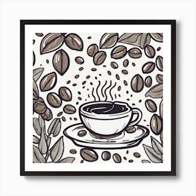 Coffee Cup With Coffee Beans 12 Art Print