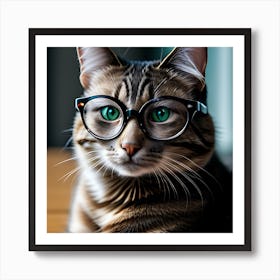 Cat With Glasses cute Art Print