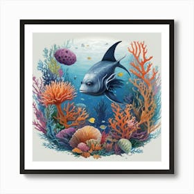 Fish On Coral Reef Art Print