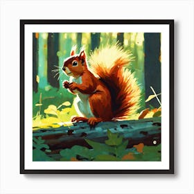 Red Squirrel In The Woods 1 Art Print