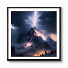 Lightning In The Mountains Art Print