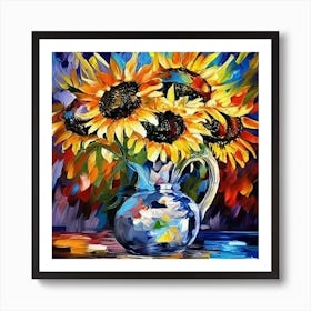 Vibrant Sunflowers In A Vase Art Print