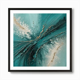 Teal & Gold Abstract 1 Art Print