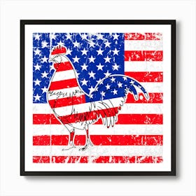 Hot Trend American Flag Rooster Chicken Lover 4th Of Art Print