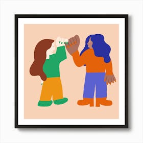 Two Women Hugging Art Print