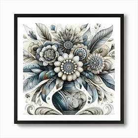 Blue Flowers In A Vase 5 Art Print