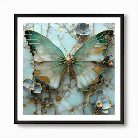 Butterfly And Flowers 2 Art Print