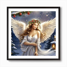 Angel Christmas Wallpaper 1 Art Print