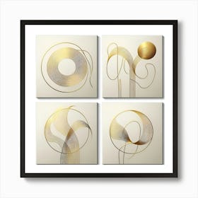 Gold Abstract Set Of 4 Art Print