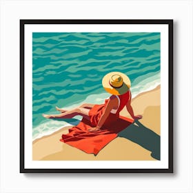 Woman Enjoying The Sun At The Beach 9 Art Print