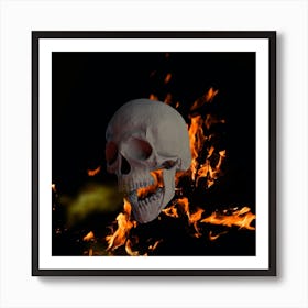 Skull On Fire Art Print