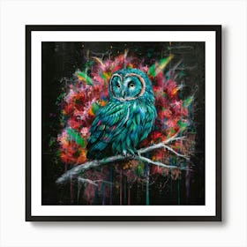 Owl On A Branch Art Print