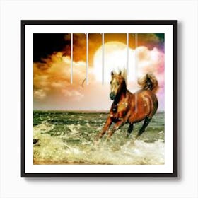 Horse On The Beach Art Print
