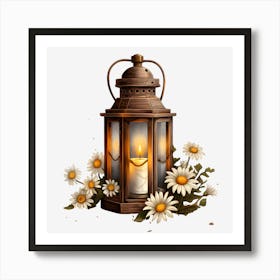 Lantern With Daisies Art Print