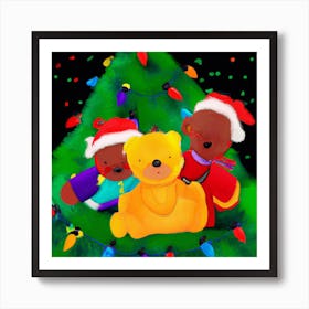 Gay Christmas Teddy Bears 006 1 Art Print