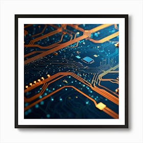 Close Up Of A Circuit Board Art Print