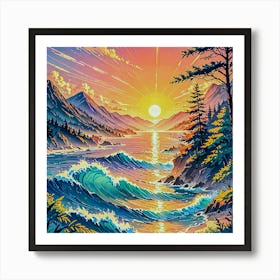 Sunset At The Beach 6 Art Print