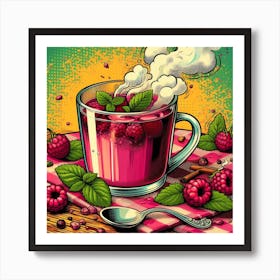 Raspberry Tea In A Cup Art Print