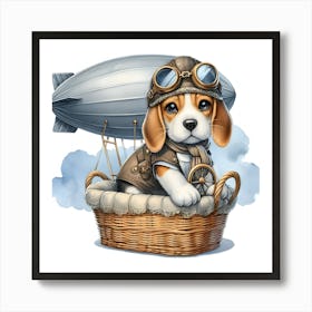 Beagle In A Basket~Reimagined Art Print