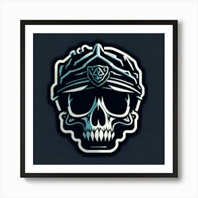 Skull Sticker With A Cap Silver (9) Art Print