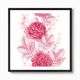 Flower Seamless Pattern With Roses Art Print