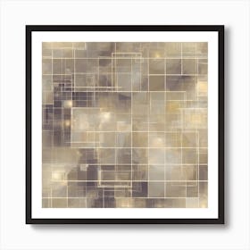 Abstract Squares Golden Art Print