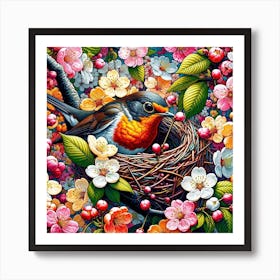 Bird In A Nest Art Print