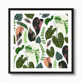 Tropical Leaves White Art Print