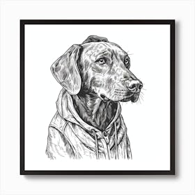 Dog In Hoodie Vector Illustration Art Print