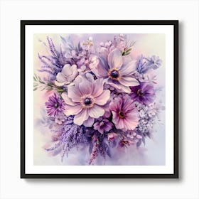 Lavender Bloom: Pastel Floral Art Print, Watercolor-Inspired Botanical Decor Art Print