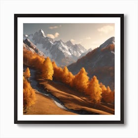 Autumn Trees In The Mountains Art Print
