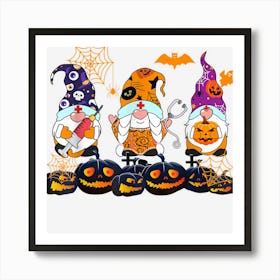 Nurse Squad 3 Gnome Halloween Scrubs Costume Stethoscope Art Print