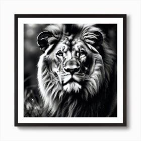 Black And White Lion 1 Art Print