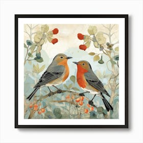 Bird In Nature European Robin 3 Art Print