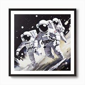 Astronauts In Space Art Print