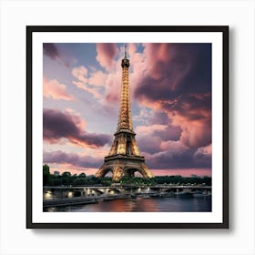 Eiffel Tower At Sunset Art Print