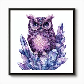 Owl With Crystals Art Print