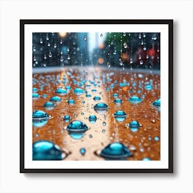 Raindrops On The Street Art Print