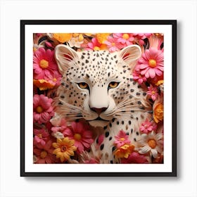 Leopard In Flowers 1 Art Print