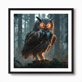 Owl In The Forest 100 Art Print