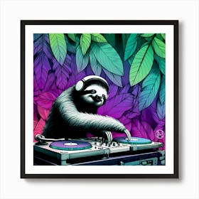 C A Sloth Dj 3 Art Print