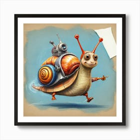 Snail On A Bike 2 Art Print