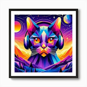 Blip Low Poly Cat Art Print