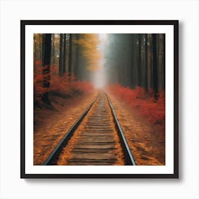 Endless track in woods  Art Print