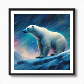 Polar Bear against the Night's Sky Art Print