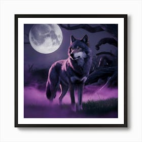 Wolf At Night Art Print